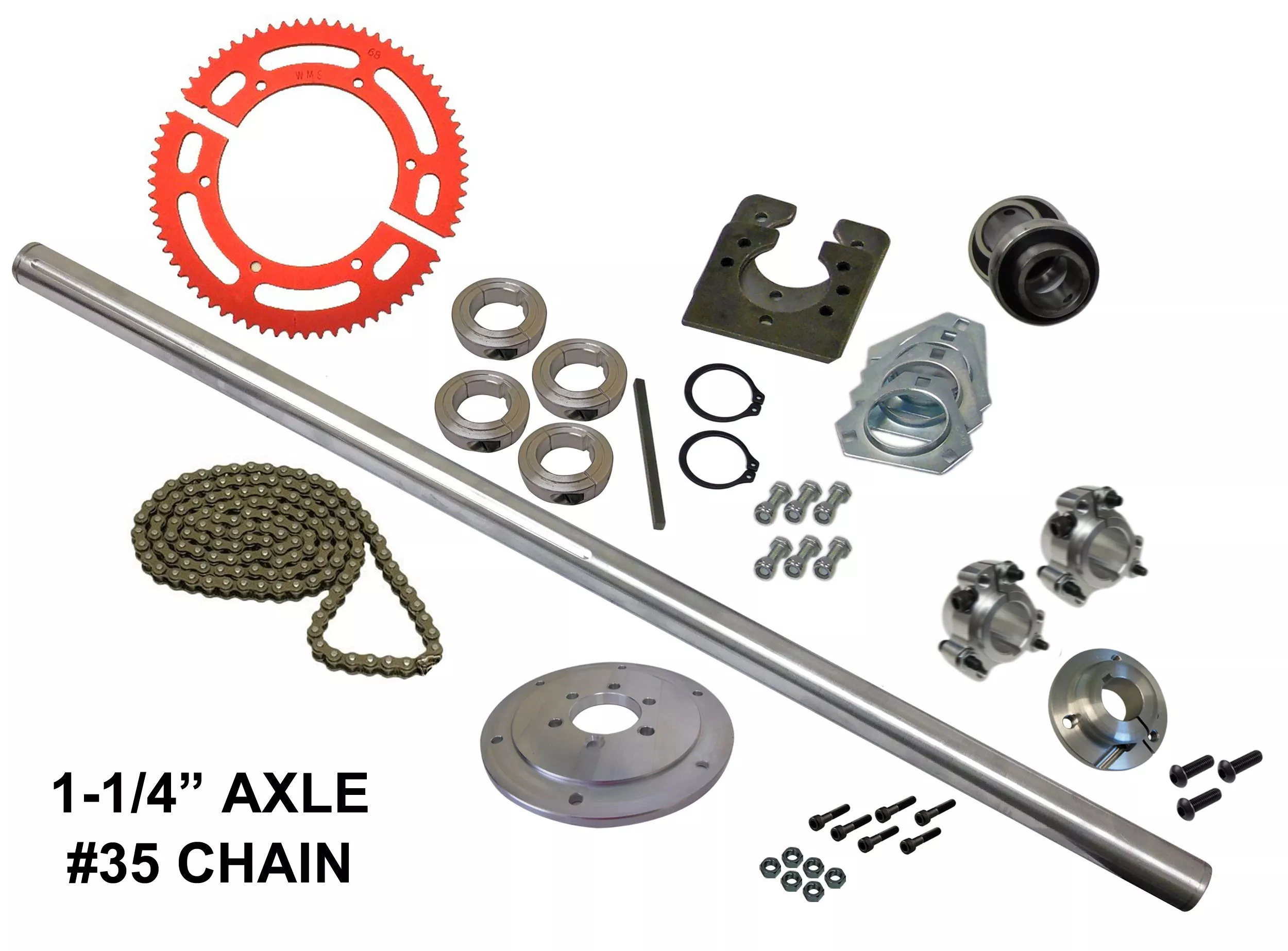1-1/4″ Live Racing Axle Kit (#35 Chain) American or Metric Hub Option