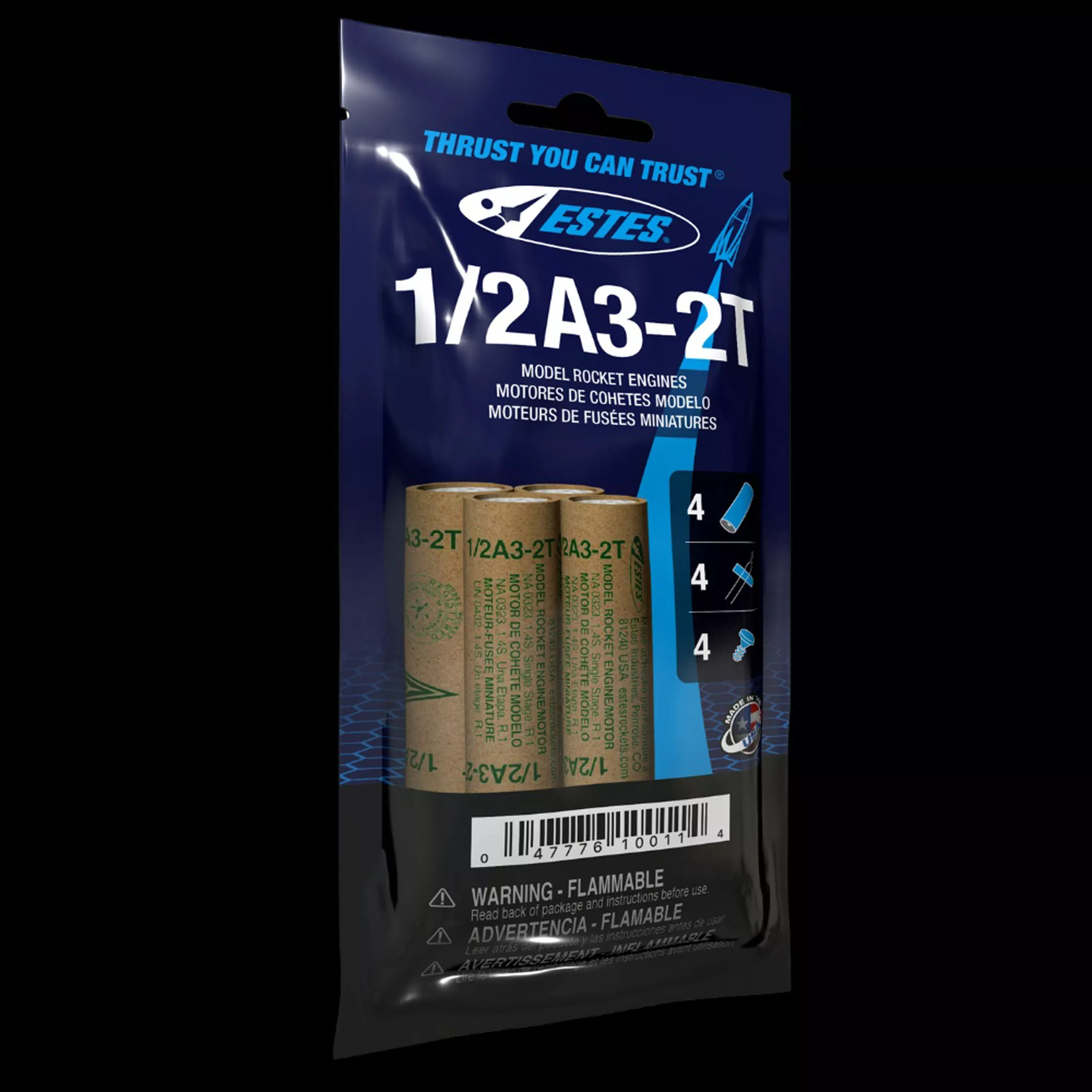 1/2A3 2T Model Rocket Engines (13 mm) (4pk)