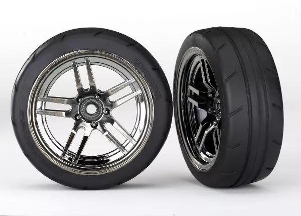 1.9″ Black Chrome Front Wheels & Response Tires (2)