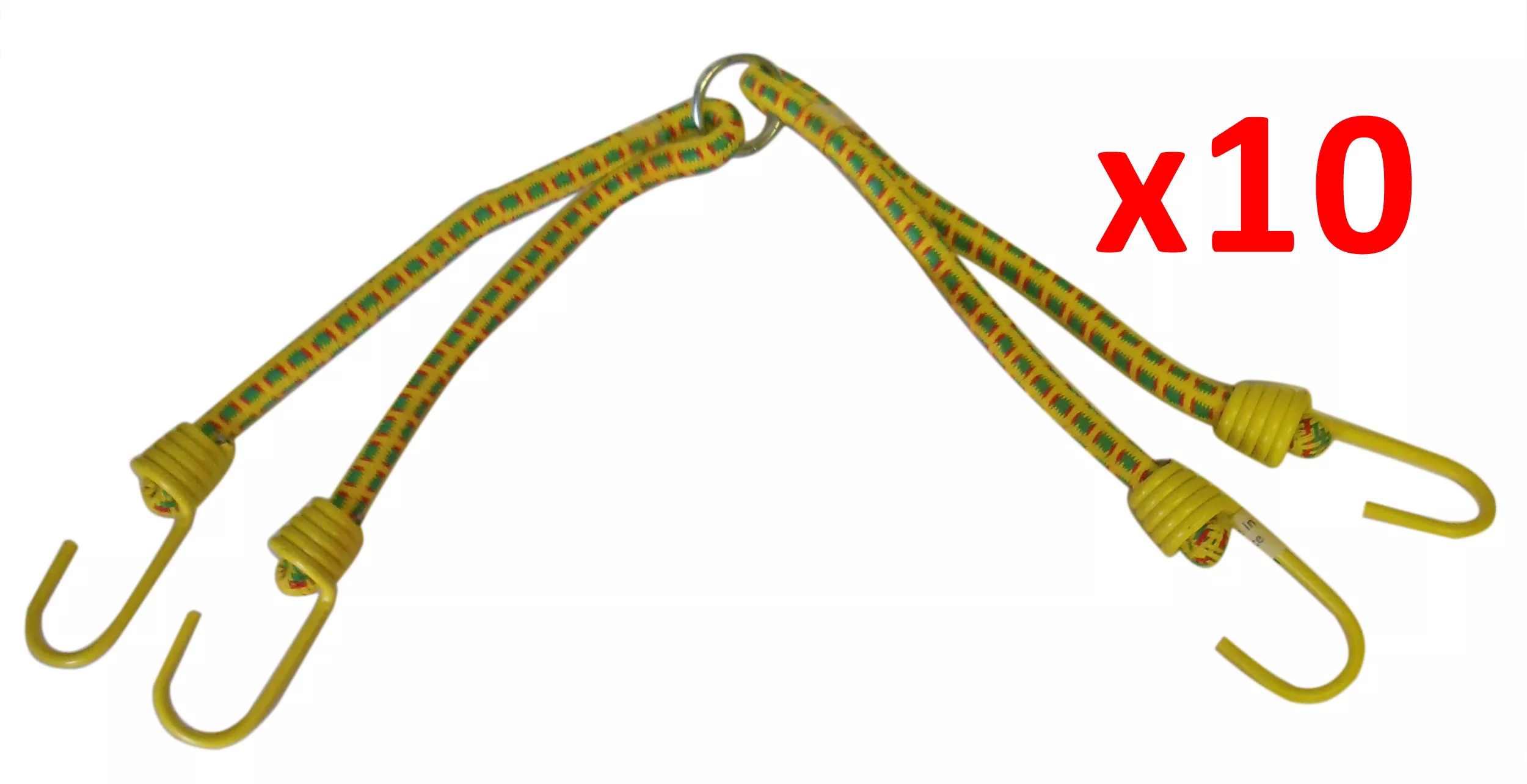 10-Pack Assorted Bungee Cord with 4 Hooks 10mm (7/16″) Dia.