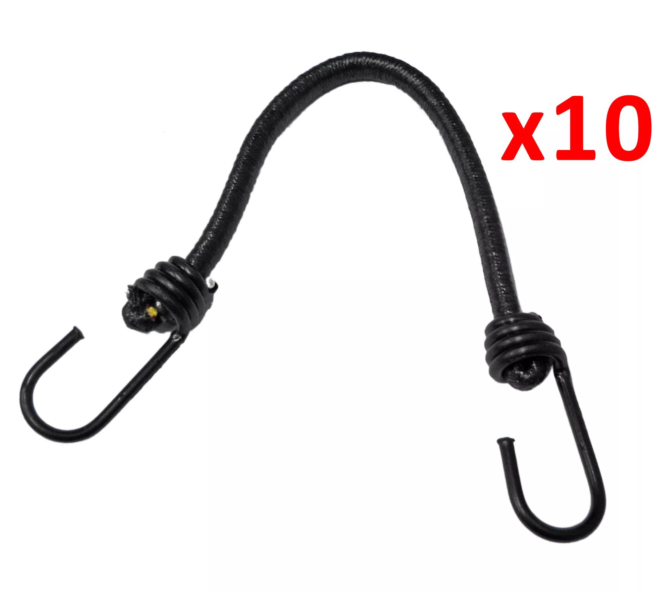 10-Pack Black Bungee Cord 10mm (7/16") Dia. | 4 Available Lengths