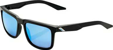 100% Blake Matte Black HiPER Blue Mirror Sunglasses
