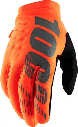 100% Brisker Fluo Orange Black Gloves