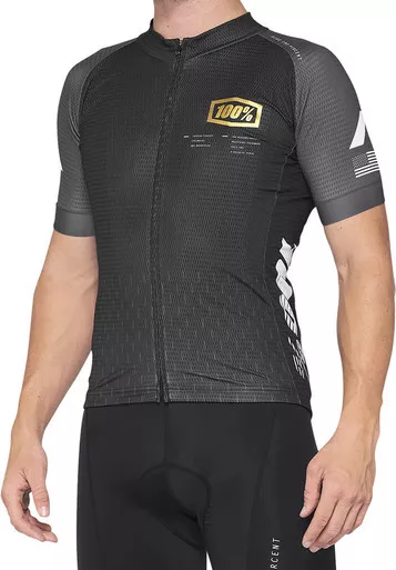 100% Exceeda Short-Sleeve Black Charcoal Jersey