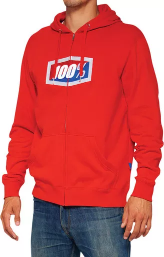 100% Official Fleece Zip-Up Red Hoodie