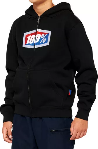 100% Youth Official Zip Black Hoodie