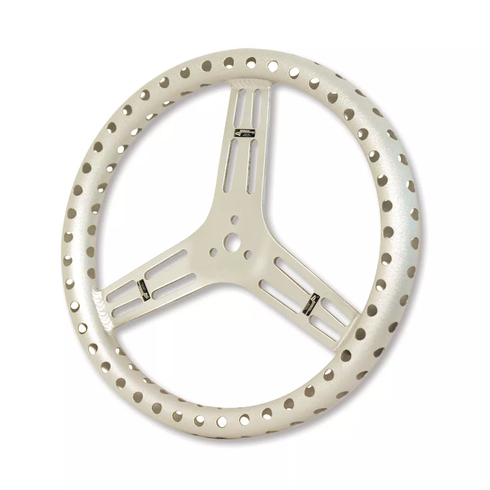 15" Uncoated Aluminum Steering Wheel - Drilled (Clear or Black)