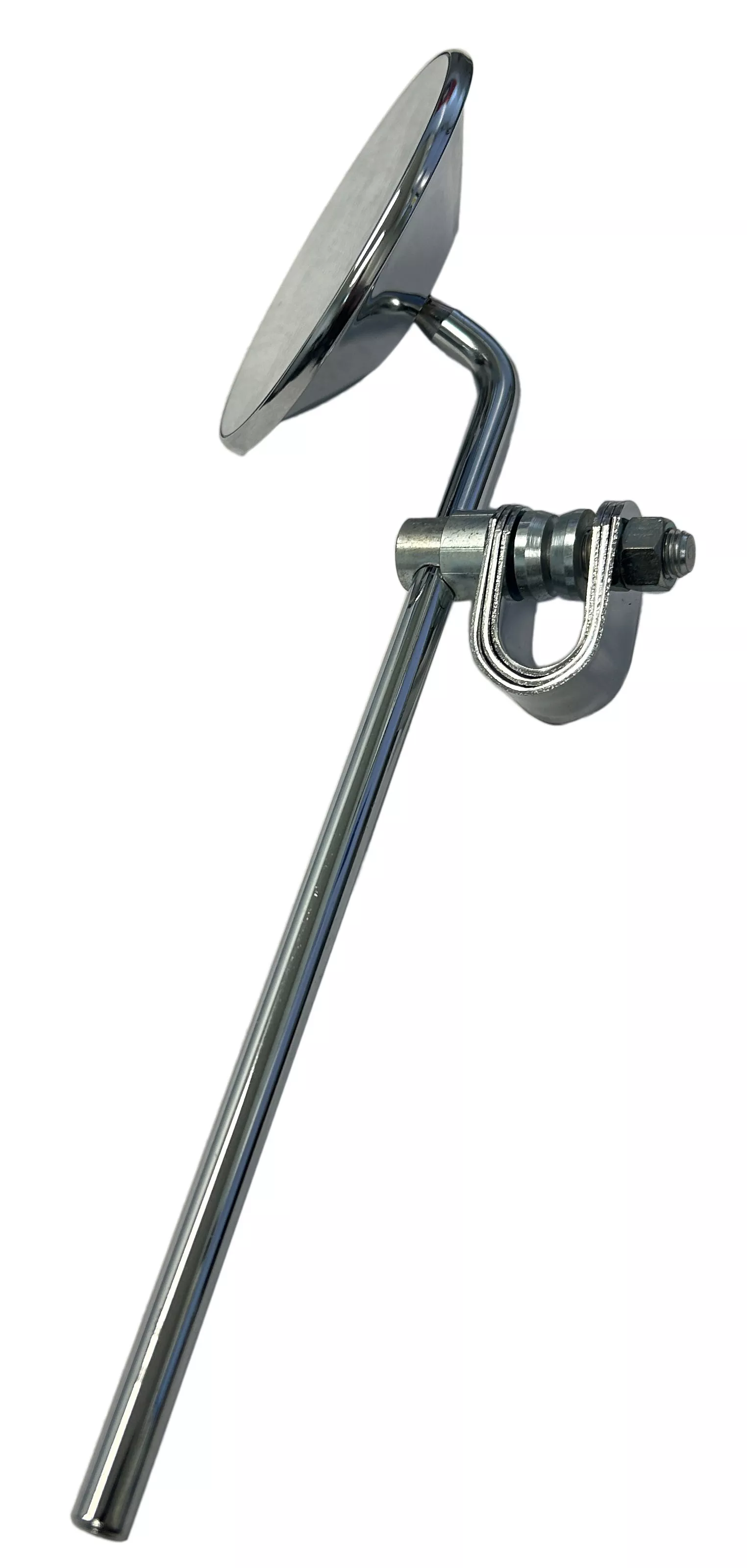 4" Round Polished Mirror With Clamps | 10" Stem | Heavy Duty