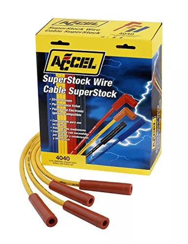 Accel 4040 Spark Plug Wire Set 8mm Yellow Orange Boots