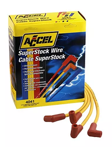 Accel 4041 Spark Plug Wire Set 8mm Yellow with Orange 90 Degree Boots