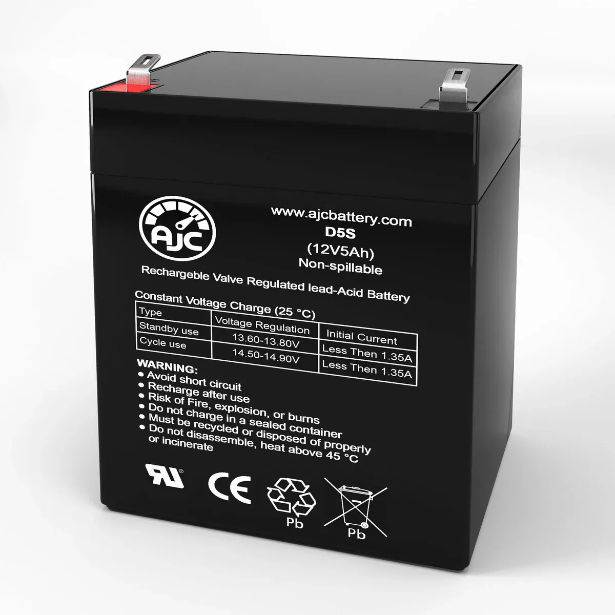 AJC Battery Compatible with Access SLA1250 12V 5Ah Sealed Lead Acid Battery