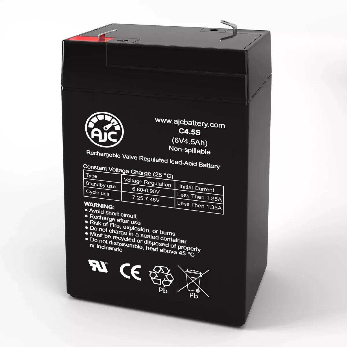 AJC Battery Compatible with BS Battery B6-4.5 6V 4.5Ah Sealed Lead Acid Battery