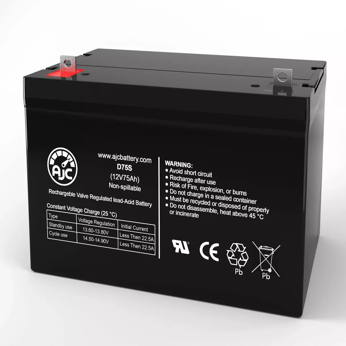 AJC Battery Compatible with Duracell Ultra 12V 75Ah 12V 75Ah Sealed Lead Acid Battery