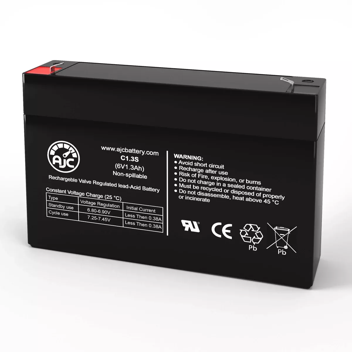 AJC Battery Compatible with Intellipower LA0865 6V 1.3Ah UPS Battery