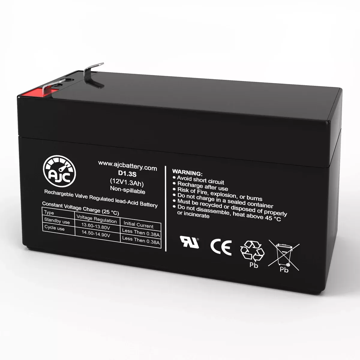 AJC Battery Compatible with Universal Power Group D5738 12V 1.3Ah Lawn and Garden Battery
