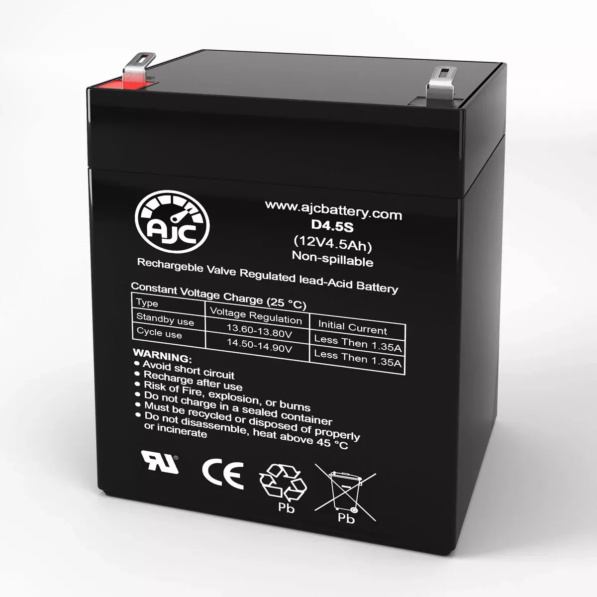 AJC Battery Compatible with Universal Power Group UB1245 12V 4.5Ah Lawn and Garden Battery