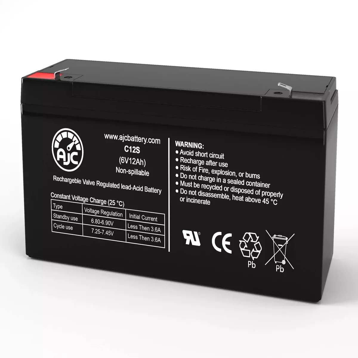 AJC Battery Compatible with Vision CP6100D 6V 12Ah UPS Battery
