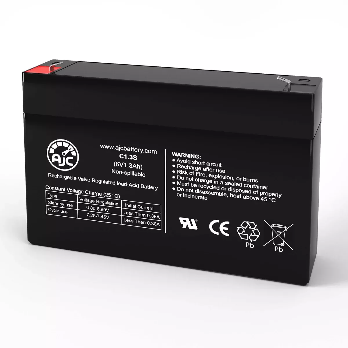 AJC Battery Compatible with Yuasa NP1.2-6 6V 1.3Ah Sealed Lead Acid Battery