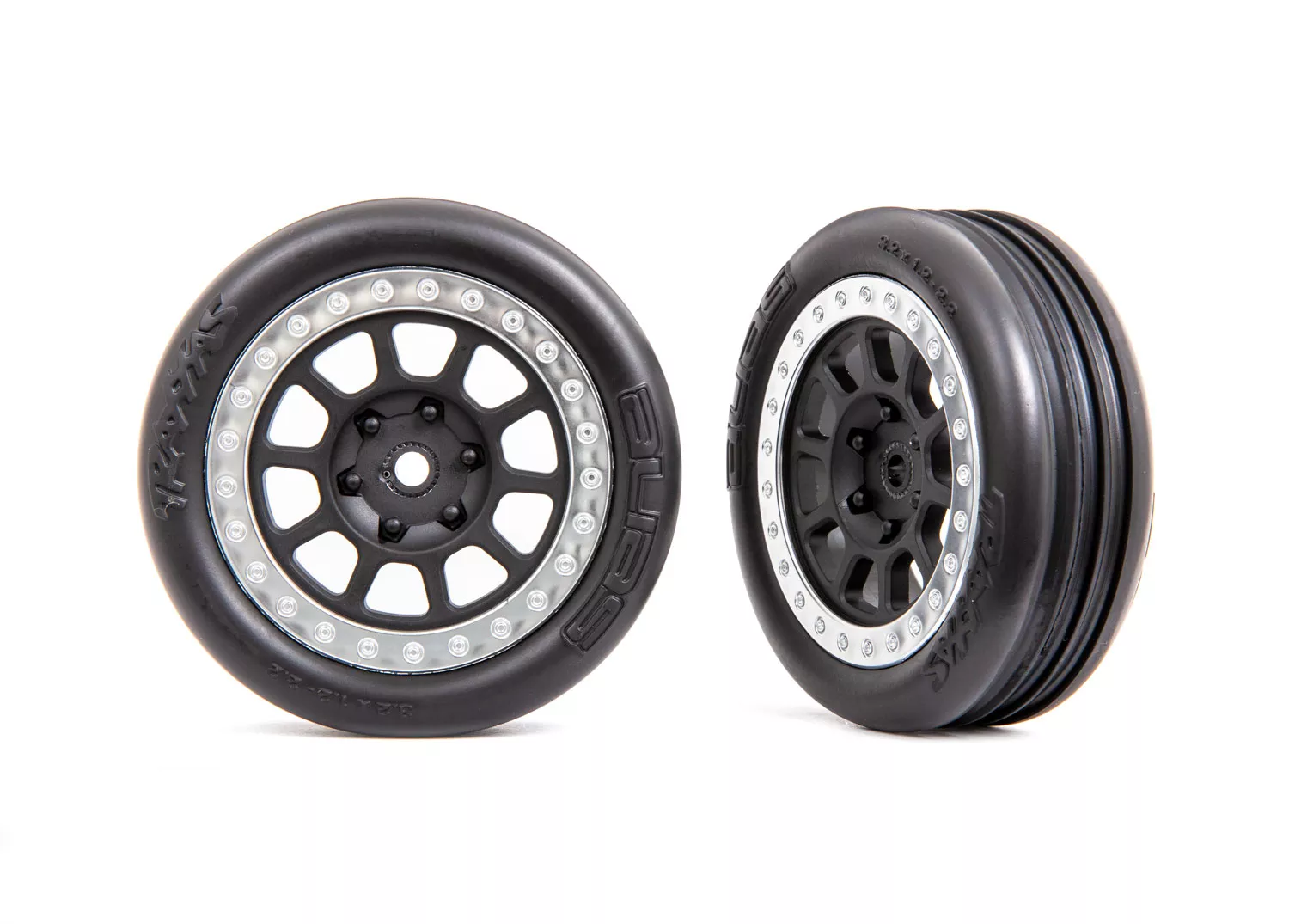 Alias Ribbed 2.2" Tires with Wheels & Inserts (Satin Chrome or Black Chrome Beadlock) (Assembled) (2)