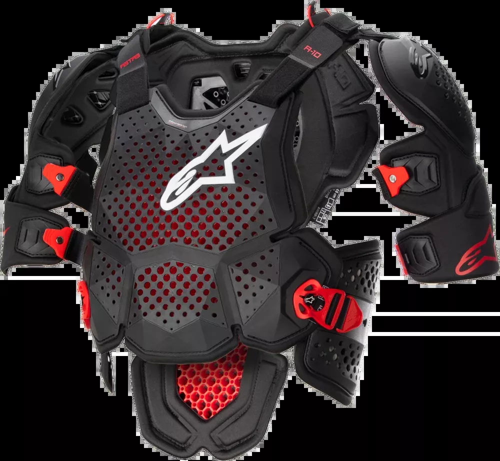 Alpinestars A-10 V2 Full Chest Protector Anthracite Black RED XS SM – 6700523-1431-XSS