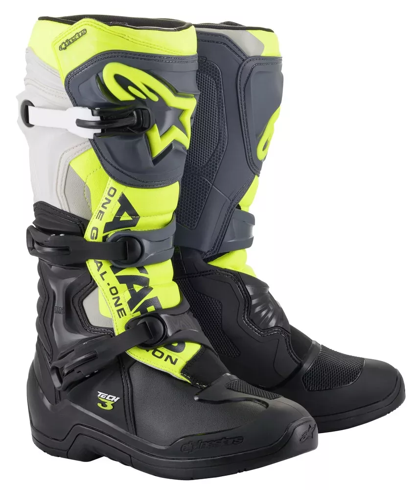 Alpinestars Tech 3 Boots Black Cool Grey YLW Fluo SZ 15 – 2013018-1055-15