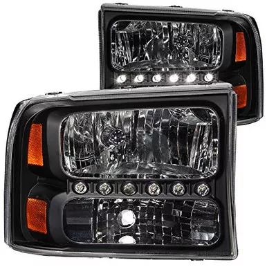 Anzo 111106 Black Amber Headlight Assembly for Ford's, Pair