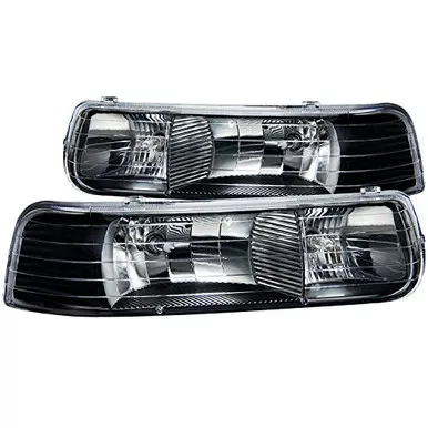 Anzo 111155 Black Halogen Bulb Crystal Headlights for 99-02 Silverado 1500/2500