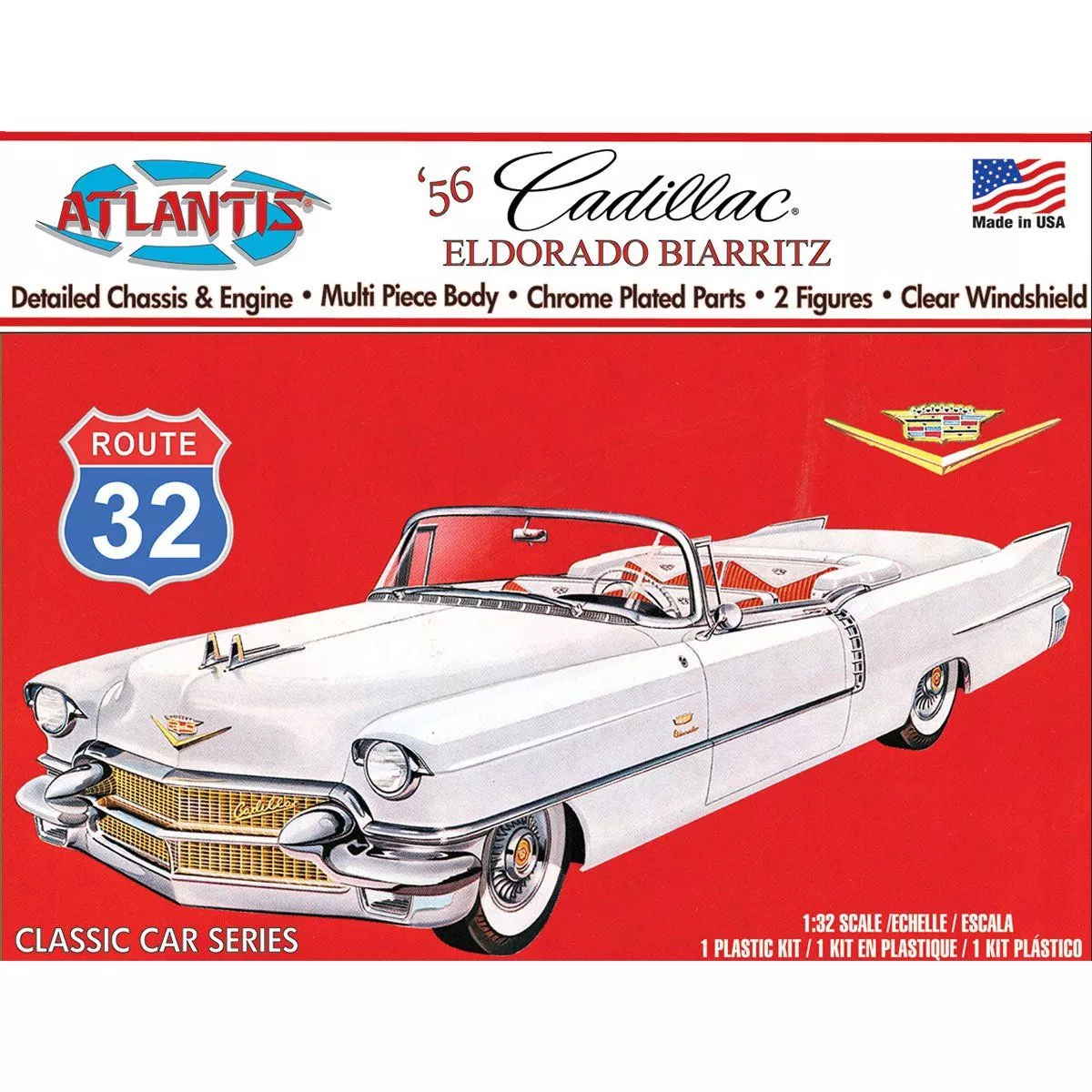 Atlantis 1956 Cadillac Eldorado 1:32 Scale Model Kit | Includes Glass Windshield