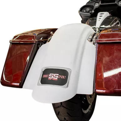 Bagger Nation Swoop Short Sport Rear Fender W/Chrome Plate Frame - RF-SS-C