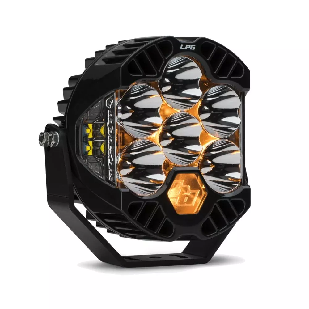 Baja Designs Auxiliary LED Light Pod Each Baja Amber Backlight LP6 Pro Series Spot Pattern Clear Lens Universal 270001