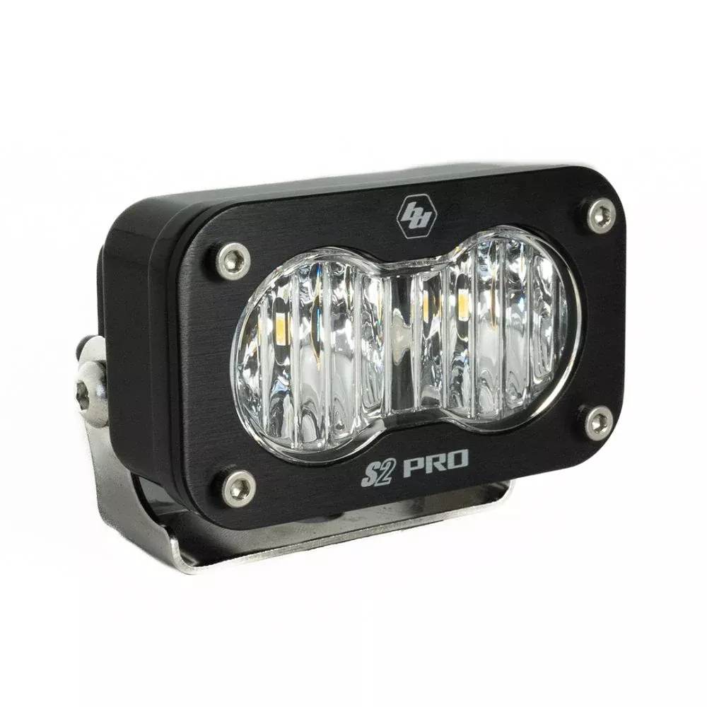 Baja Designs Auxiliary LED Light Pod Each Black Case S2 Pro Series Wide Cornering Pattern Baja Amber Lens Universal 480015