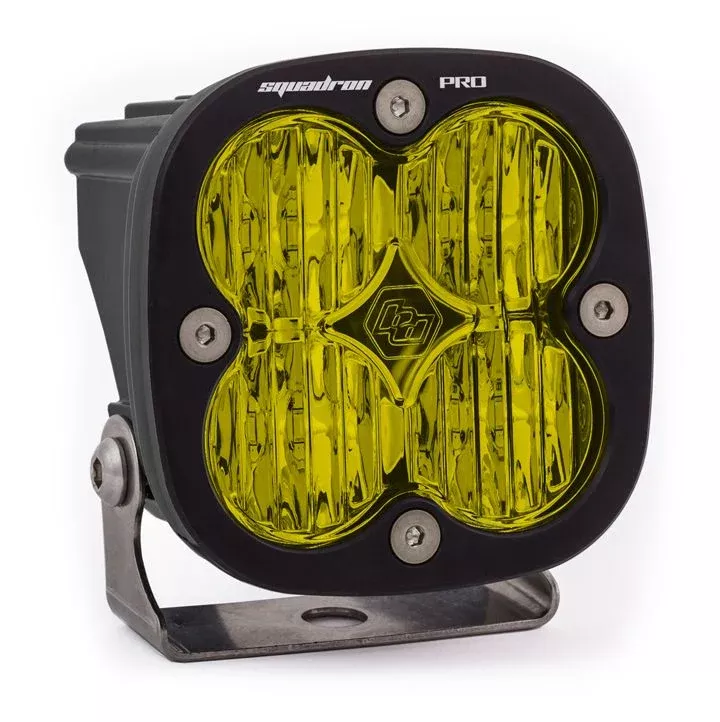 Baja Designs Auxiliary LED Light Pod Each Black Case Squadron Pro Series Wide Cornering Pattern Baja Amber Lens Universal 490015