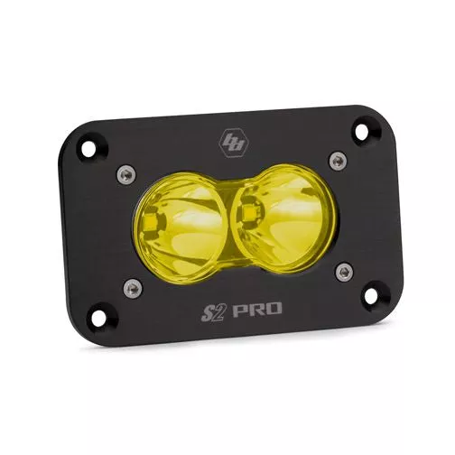 Baja Designs Auxiliary LED Light Pod Each Black Flush Mount S2 Pro Series Spot Pattern Baja Amber Lens Universal 481011