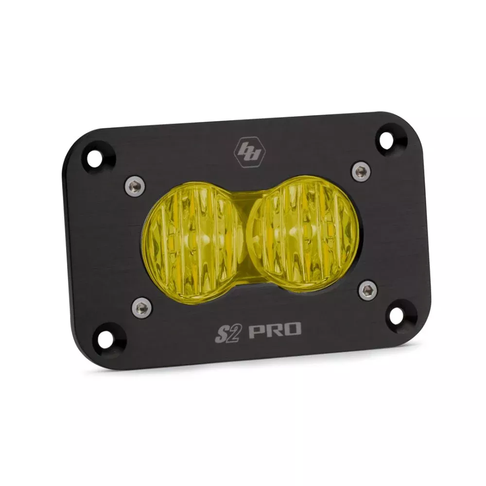 Baja Designs Auxiliary LED Light Pod Each Black Flush Mount S2 Pro Series Wide Cornering Pattern Clear Lens Universal 481005