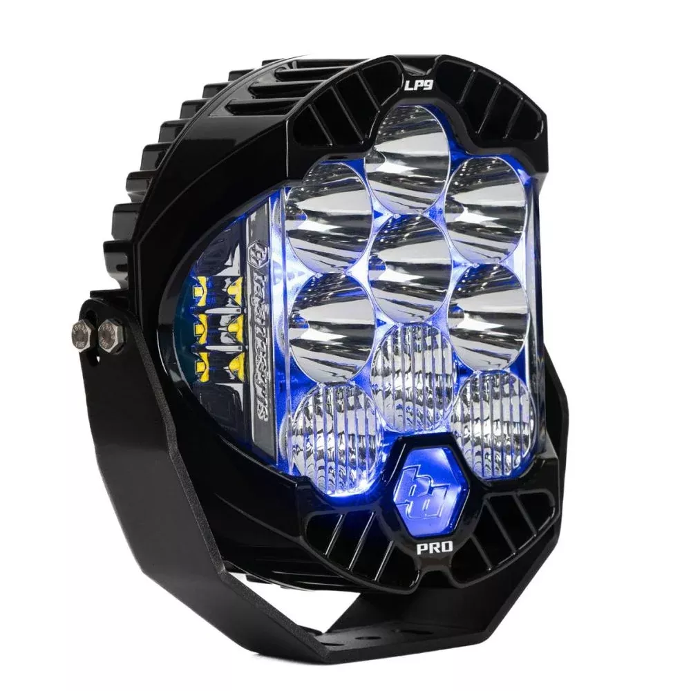 Baja Designs Auxiliary LED Light Pod Each Blue Backlight L9 Pro Series Driving/Combo Pattern Clear Lens Universal 320015