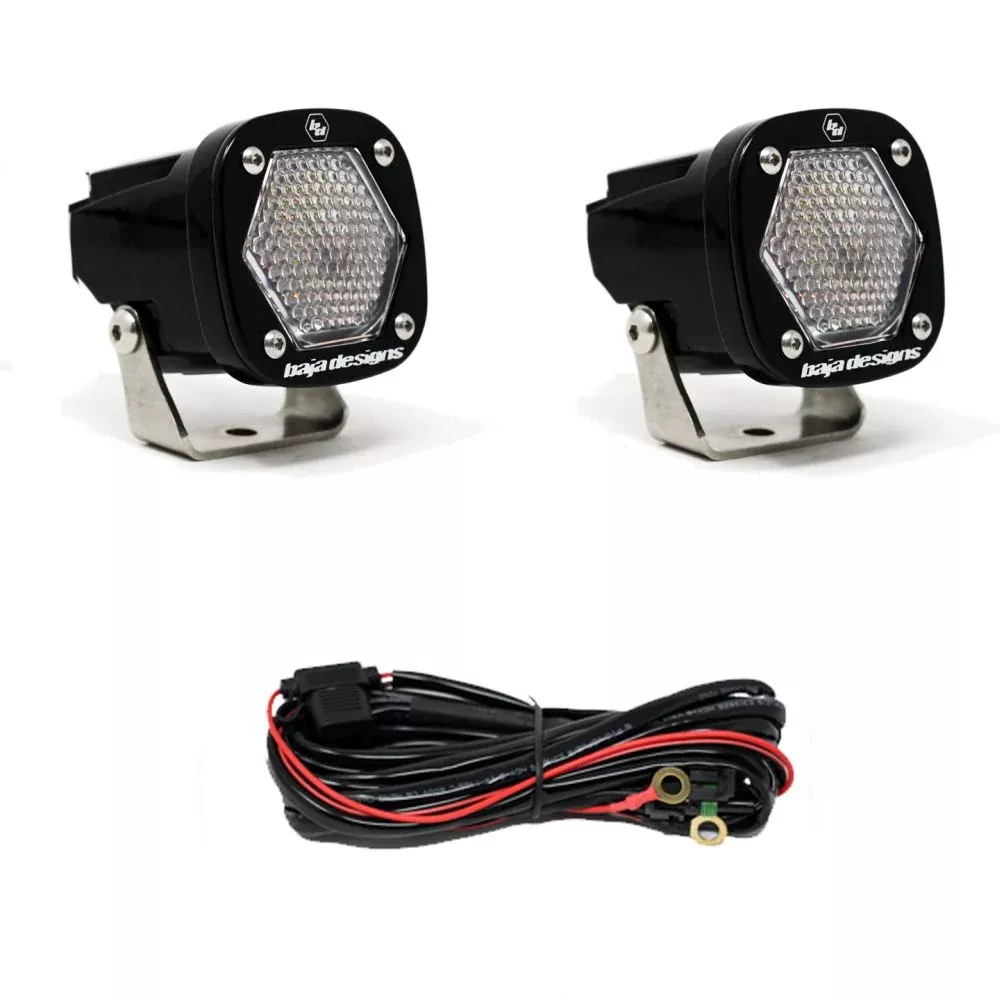 Baja Designs Auxiliary LED Light Pod Pair S1 Series Work/Scene Pattern Clear Lens Universal 387806
