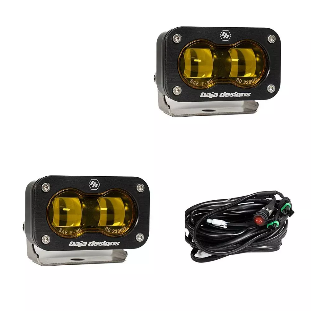 Baja Designs Auxiliary LED Light Pod Pair S2 Series SAE Pattern Baja Amber Lens Universal 237811