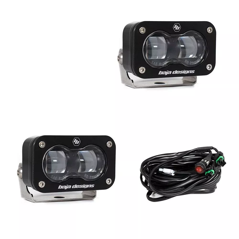 Baja Designs Auxiliary LED Light Pod Pair S2 Series SAE Pattern Clear Lens Universal 237801