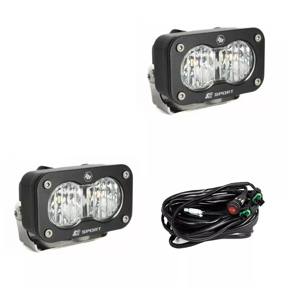 Baja Designs Auxiliary LED Light Pod Pair S2 Sport Series Wide Cornering Pattern Baja Amber Lens Universal 547815