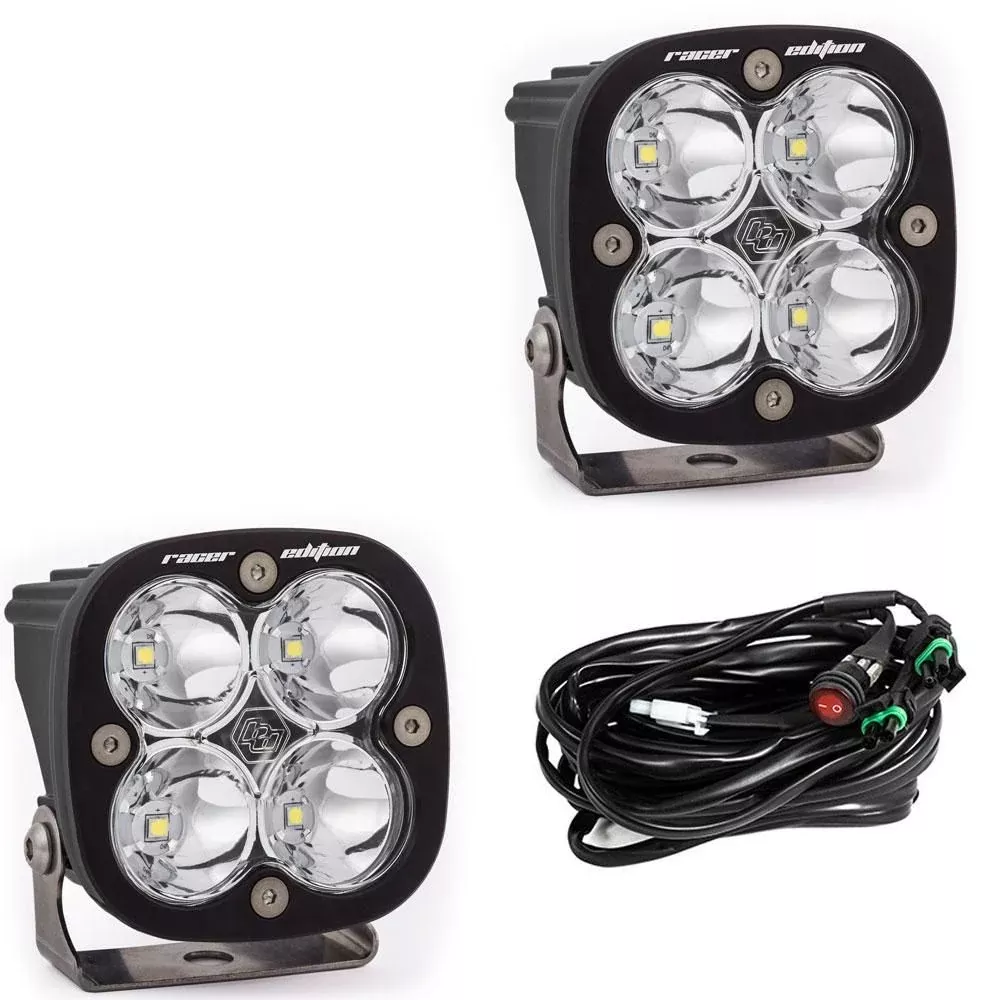 Baja Designs Auxiliary LED Light Pod Pair Squadron Racer Series Spot Pattern Clear Lens Universal 727801