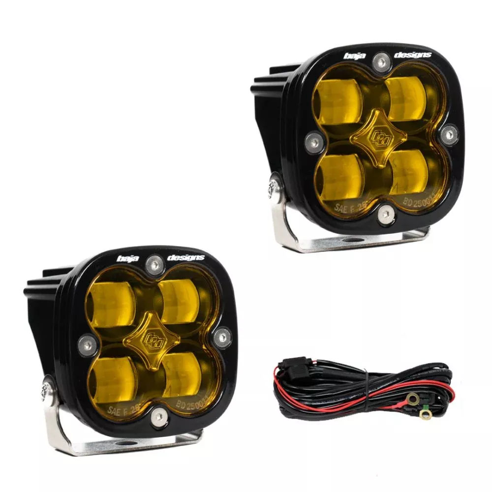 Baja Designs Auxiliary LED Light Pod Pair Squadron Series SAE Pattern Baja Amber Lens Universal 257811