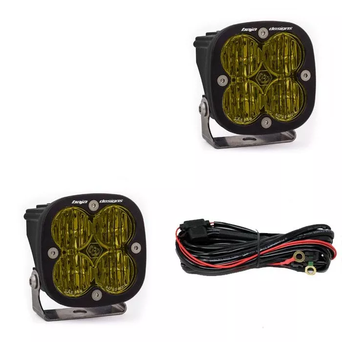 Baja Designs Auxiliary LED Light Pod Pair Squadron Series Wide Cornering Pattern Baja Amber Lens Universal 257815