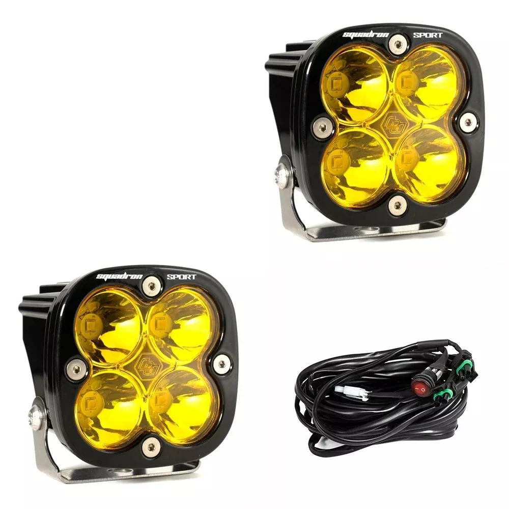 Baja Designs Auxiliary LED Light Pod Pair Squadron Sport Series Spot Pattern Baja Amber Lens Universal 557811