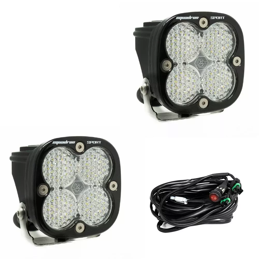 Baja Designs Auxiliary LED Light Pod Pair Squadron Sport Series Work/Scene Pattern Clear Lens Universal 557806