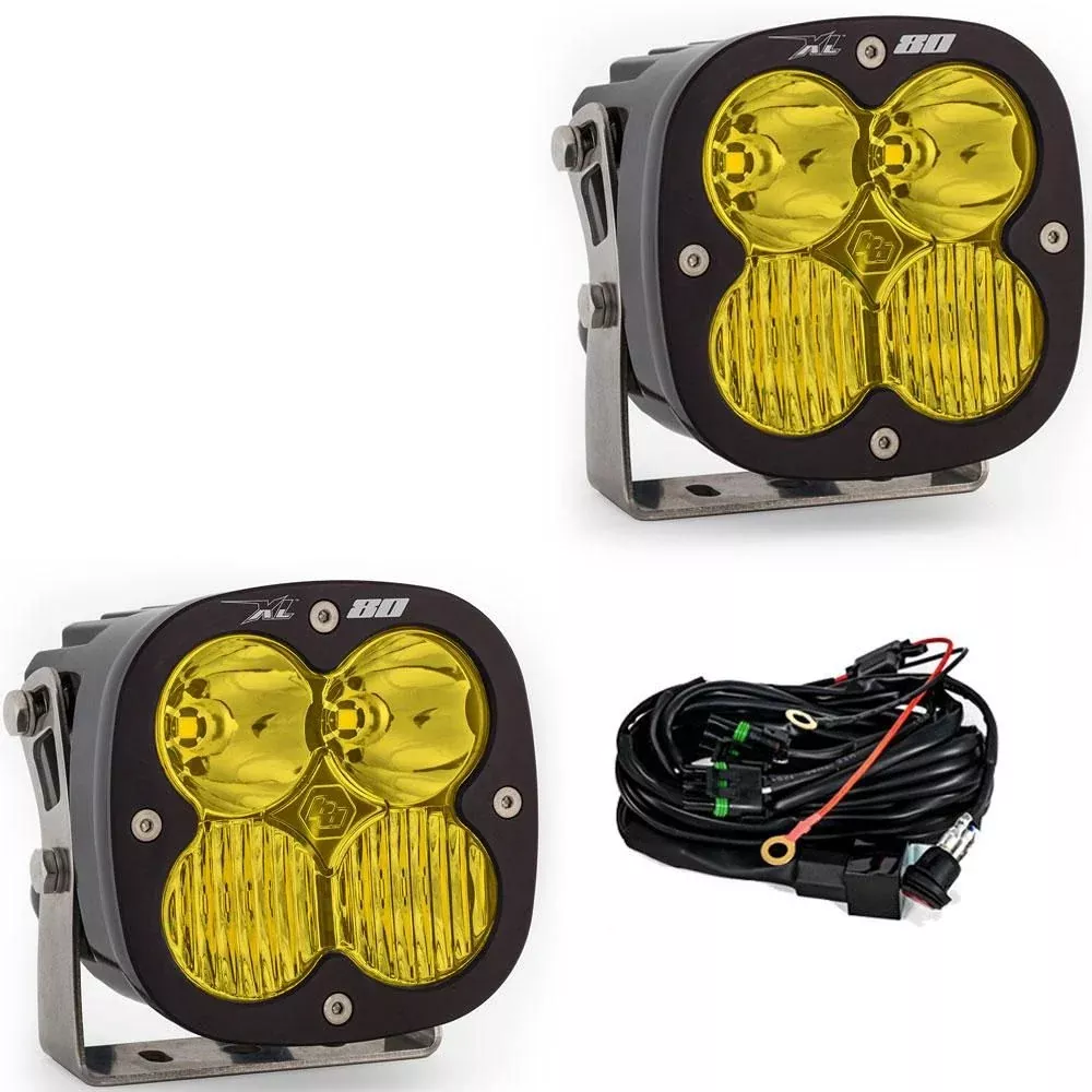 Baja Designs Auxiliary LED Light Pod Pair XL80 Series Driving/Combo Pattern Baja Amber Lens Universal 677813