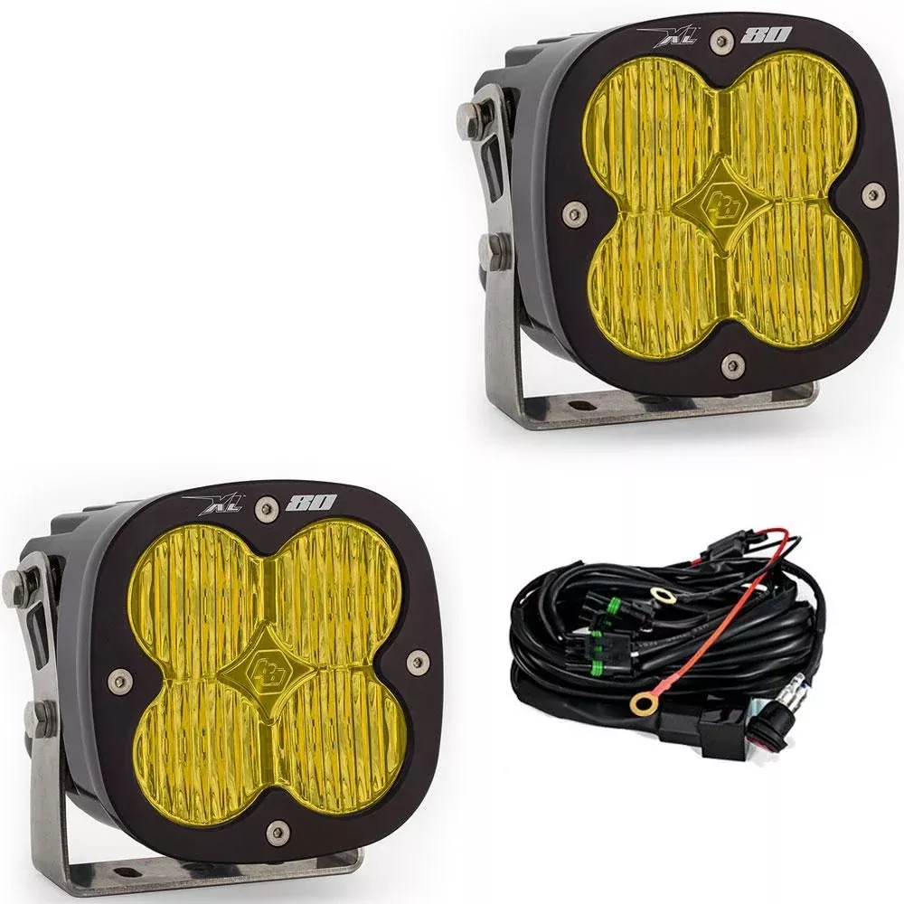 Baja Designs Auxiliary LED Light Pod Pair XL80 Series Wide Cornering Pattern Baja Amber Lens Universal 677815
