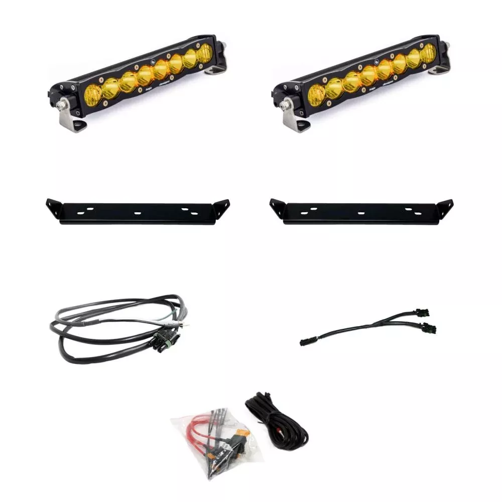 Baja Designs Behind Grille Light Bar Kit Dual 10 inch S8 Series Driving/Combo Pattern Baja Amber Lens 448066