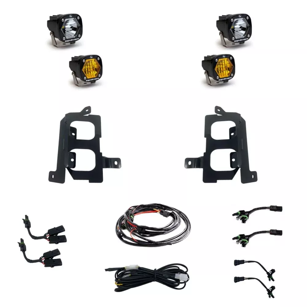Baja Designs Fog Pocket Light Kit Dual S1 Series Wide Cornering / Spot Pattern Baja Amber / Clear Lens 447849