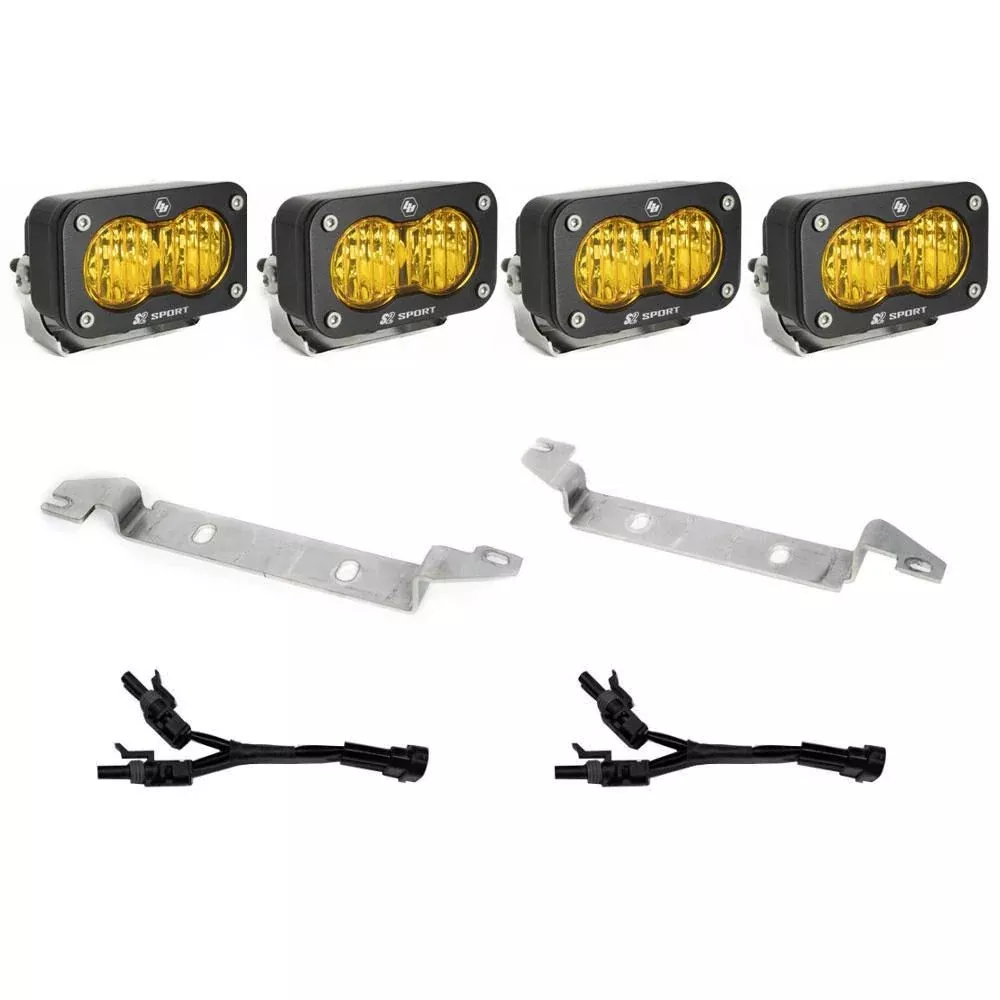 Baja Designs Fog Pocket Light Kit Dual S2 Sport Series Wide Cornering Pattern Baja Amber Lens 448081