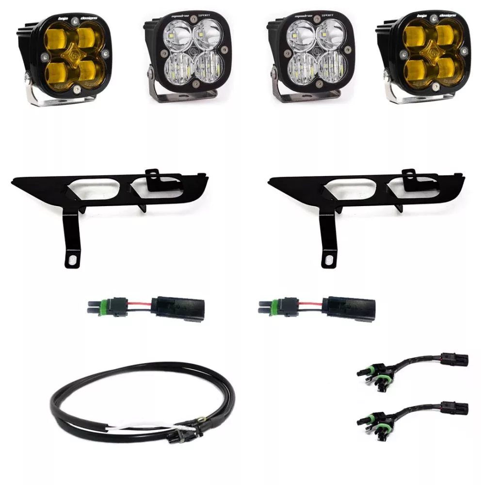 Baja Designs Fog Pocket Light Kit Squadron / Sport Series SAE Pattern Clear Lens Upfitter Wiring 447697UP